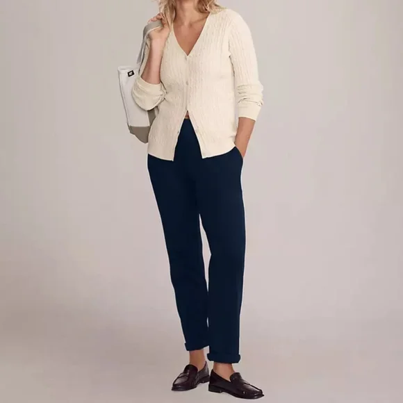 Lands' End Sport Knit High Rise Elastic Waist Pull On Pants - Picture 2 of 8